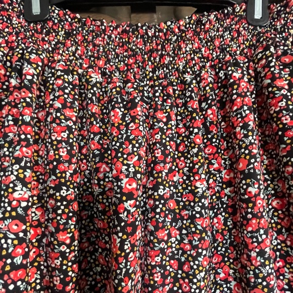 Floral Wide Leg Pants by Eyeshadow Black Red Yellow Flowers Elastic Waist - Picture 10 of 16
